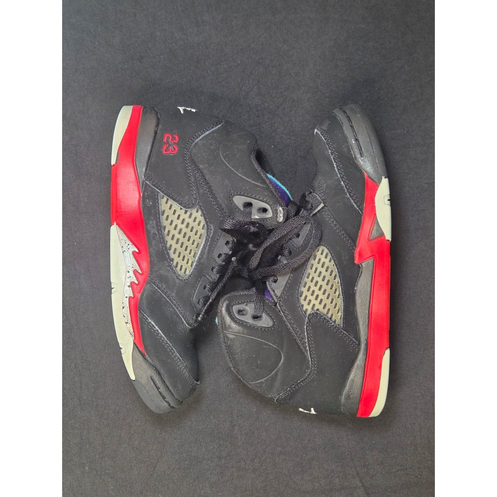 Air Jordan 5 Retro Top 3 Kids Shoes Black Fire Red Grape CZ2990-001 Size 13.5C